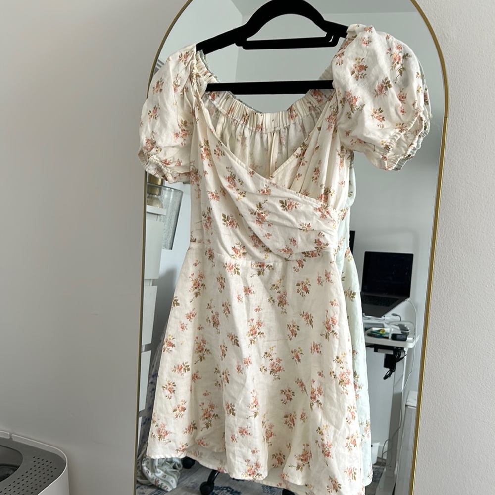 Reformation Floral Mini Dress Off the Shoulders